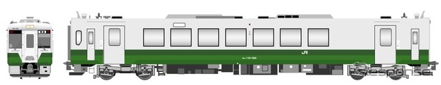 キハ110の東北地域本社色復刻イメージ。