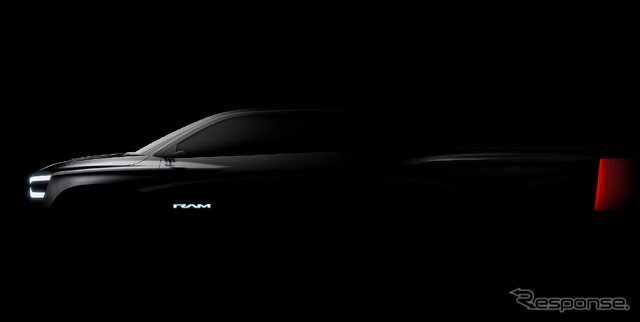 「ラムトラック」ブランドの新型EVピックアップトラックを示唆したコンセプトカーのティザースケッチ