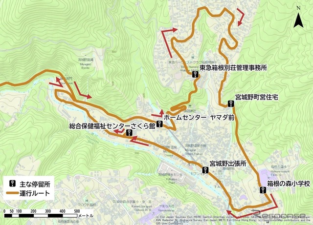 運行ルート図：宮城野地区