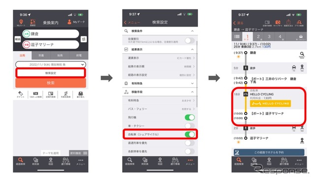 シェアサイクル「HELLO CYCLING」利用の流れ