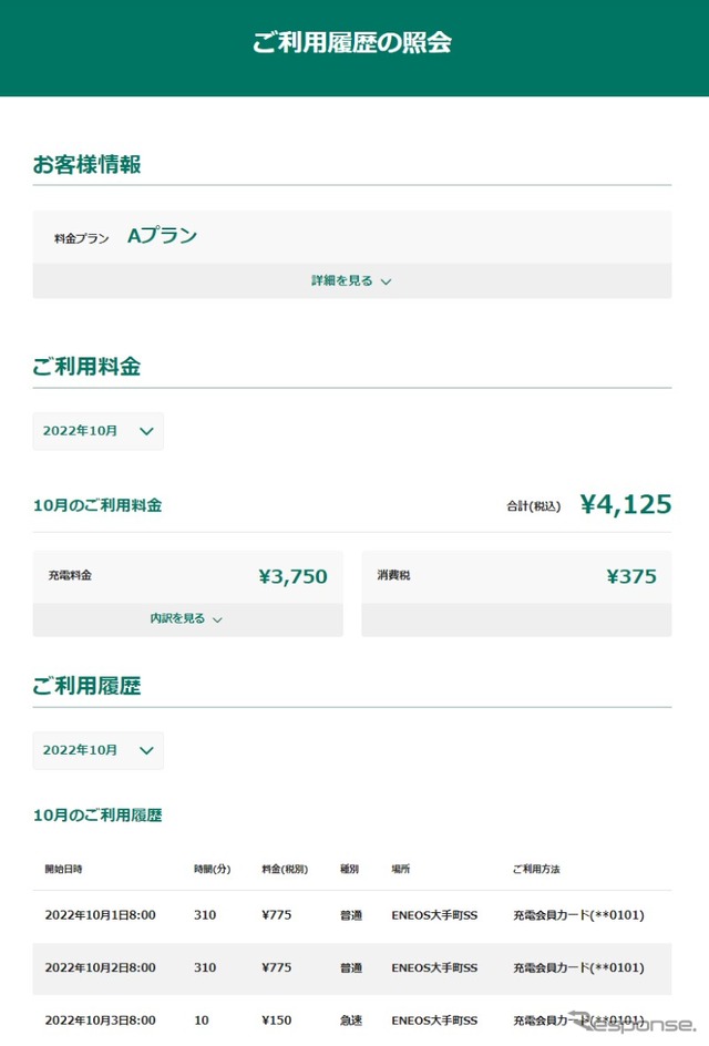 会員画面イメージ(デモデータ)
