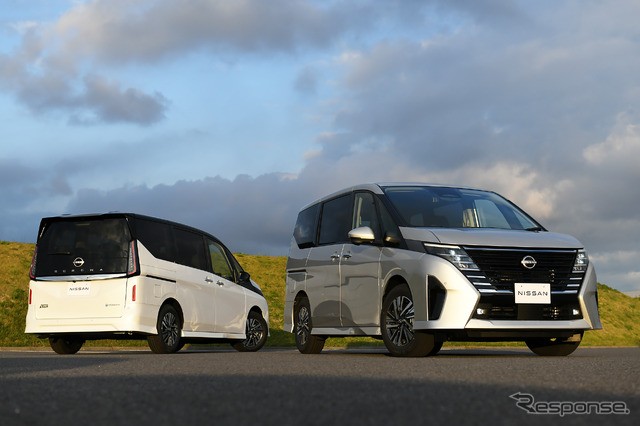 日産 セレナ 新型。ハイウェイスターV(左)とLUXION(右)