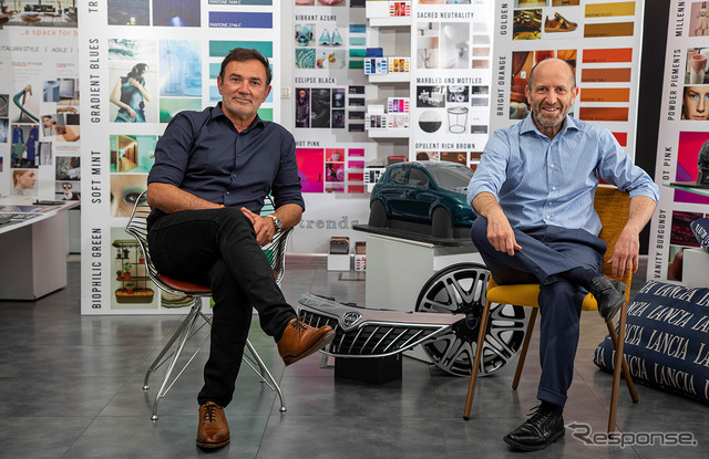 ランチアのルカ・ナポリターノCEO(右)とデザインチーフのジャン・ピエール・プルエ氏(左)
