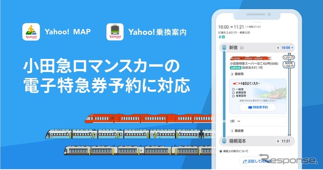 12月15日から開始された「Yahoo! MAP」「Yahoo! 乗換案内」上での小田急ロマンスカーの電子特急券対応。