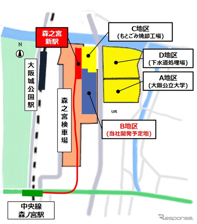 森之宮新駅の周辺。
