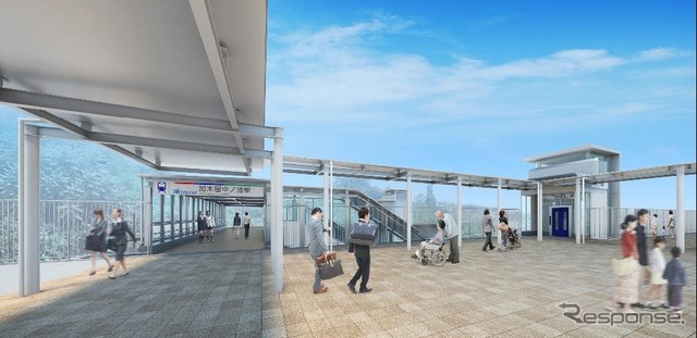 加木屋中ノ池駅・北口駅前広場のイメージ。北口は公立西知多総合病院の最寄りとなる。