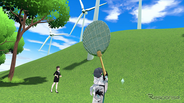 風力発電を回すためにうちわで扇ぐ!