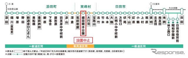 計画が中止された棚田親水公園駅の位置。
