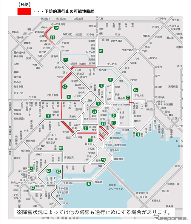 予防的通行止め路線マップ