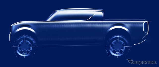 フォルクスワーゲングループが米国で復活させるオフロード車ブランド「スカウト」の電動ピックアップトラックのスケッチ