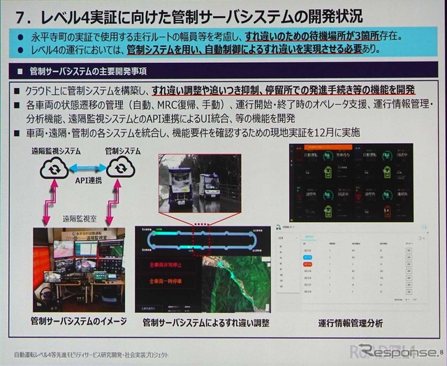 レベル4実証に向けた管制サーバーシステムの開発状況