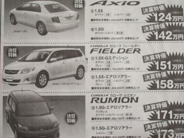 【新車値引き情報】セダン、ステーションワゴン、RVがこの値段！