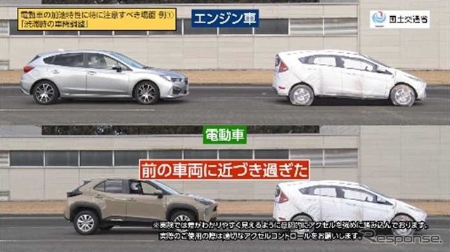 運転する時の注意点:渋滞時 ※実験は不適切な操作の状況がが分かるように操作
