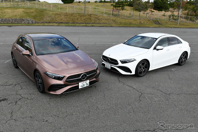 メルセデスベンツ A220d(左)とA180セダン(右)