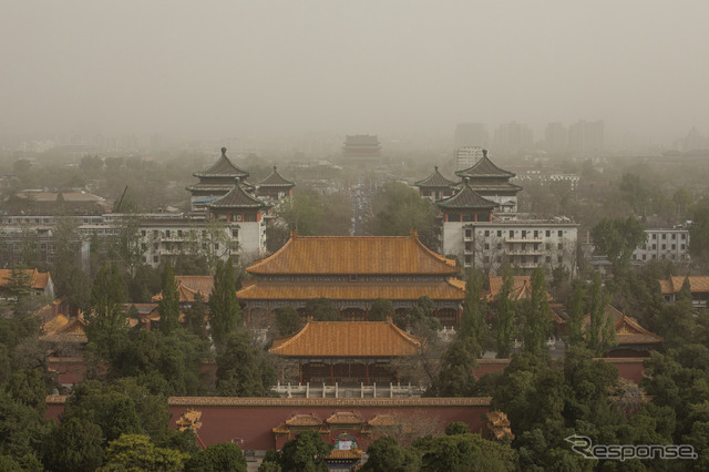 中国・北京での黄砂（4月11日）