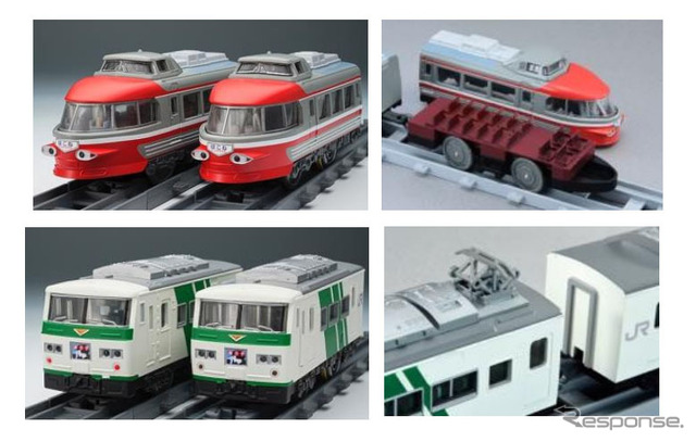 上:小田急ロマンスカー3100形NSE/下:185系特急電車(踊り子・緑ストライプ)