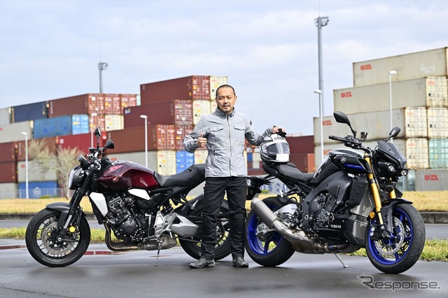 ホンダ CB1000R、ヤマハ MT-10 SPと筆者(小川勤氏)