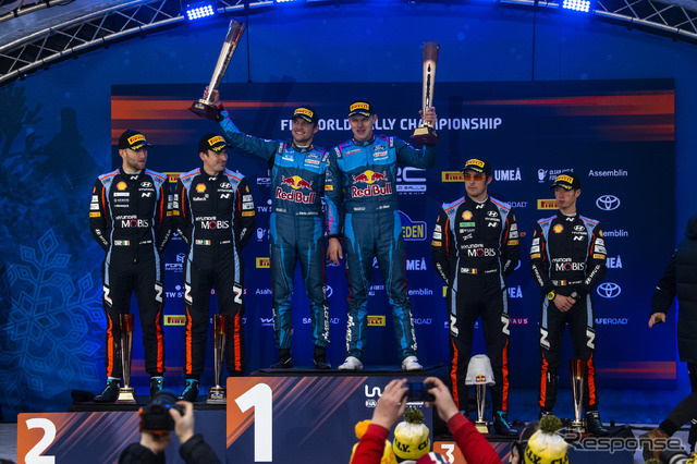 今季2023年のWRC第2戦スウェーデン、ブリーン選手は自己最高位タイの2位に入っていた(左から2人目)。