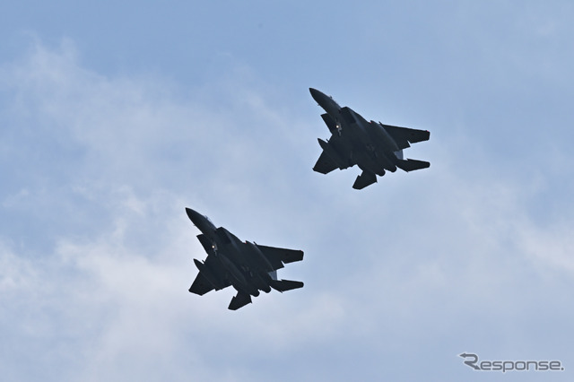 航空自衛隊新田原基地のF-15によるウエルカムフライト