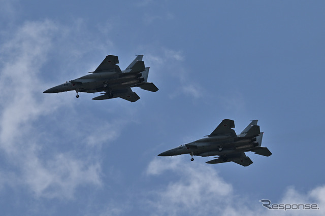 航空自衛隊新田原基地のF-15によるウエルカムフライト