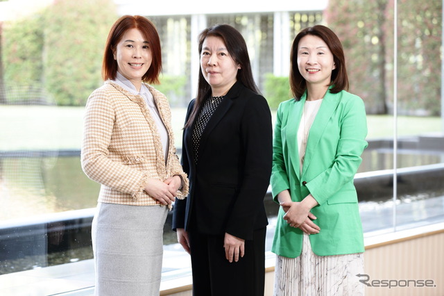 日本アイ・ビー・エム IBM Institute for Business Value自動車・電機・エネルギー産業リサーチ・グローバルリーダー鈴木のり子氏、IBMコンサルティング事業本部 オートモーティブ・サービス事業部長 中村祐子氏、IBMコンサルティング事業本部 製造流通サービス事業部 パートナー 中西美鈴氏(左から)