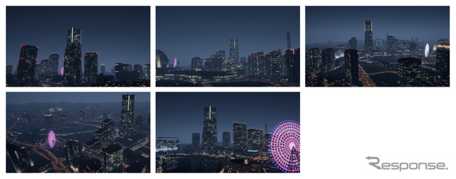 CAD CENTER library 3DCG背景素材 横浜上空(夜)