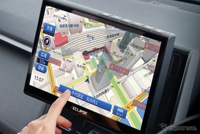 市販AV一体型ナビの一例(イクリプス・AVN-HS01F)。