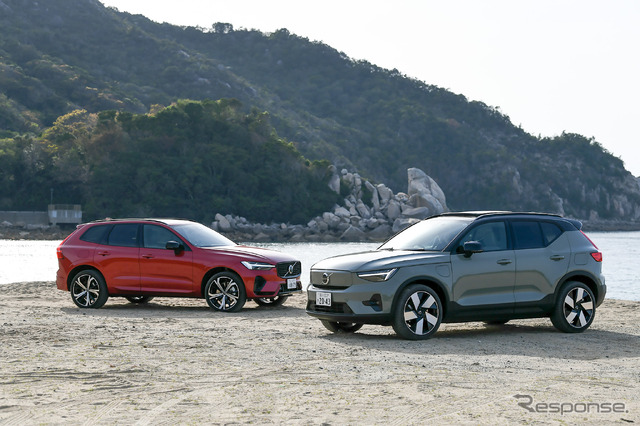 ボルボ XC60リチャージ アルティメイトT6 AWD プラグインハイブリッド(左)とXC40リチャージ アルティメイト ツインモーター(右)