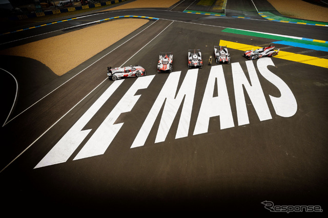 TOYOTA GAZOO Racing ル・マン24時間レース歴代優勝車両。右からTS050 HYBRID(2018年、2019年、2020年)、GR010 HYBRID(2021、2022年)