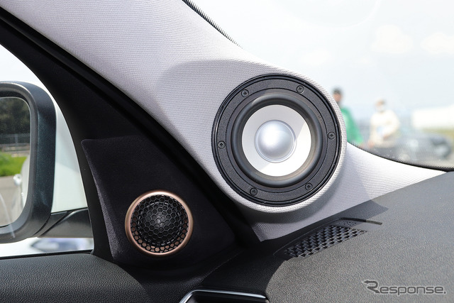 「アウター化」にてドアスピーカーが取り付けられたオーディオカーの一例(製作ショップ:AVカンサイ宝塚店<兵庫県>)。