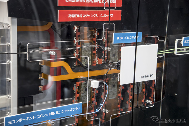 「バッテリバスバーモジュール」や「高柔軟電線」「高電圧半導体ジャンクションボックス」などの高電圧製品が、電動車の効率性向上に貢献する