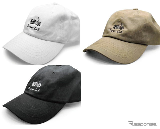 ラインタッチスーパーカブCAP(左上ホワイト、右上ベージュ、下ブラック)