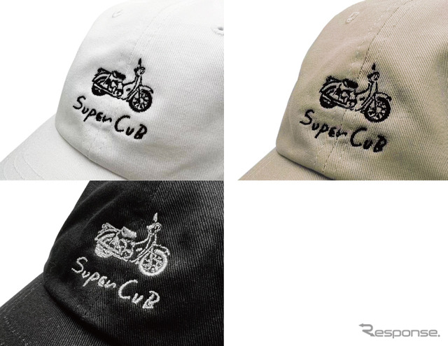ラインタッチスーパーカブCAP(左上ホワイト、右上ベージュ、下ブラック)