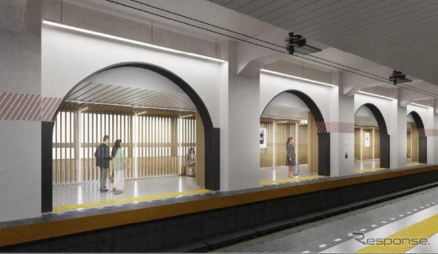 浅草駅3・4番ホームから見た5番ホームのイメージ。