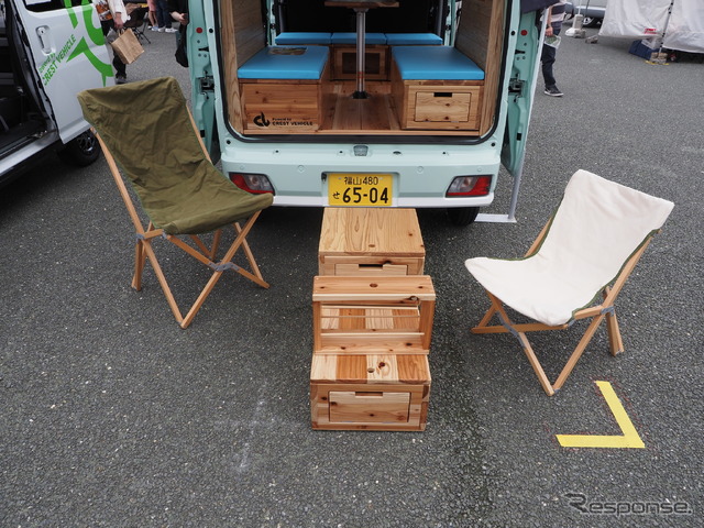木製ボックスは車外でも活用できる