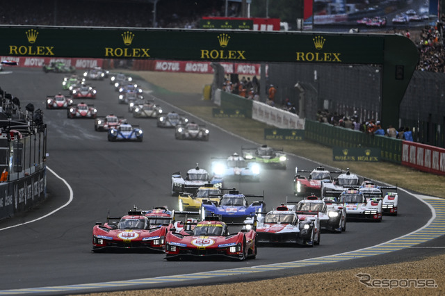 フェラーリ勢の2台はスタート隊列の最前列から24時間の戦いを始めた。