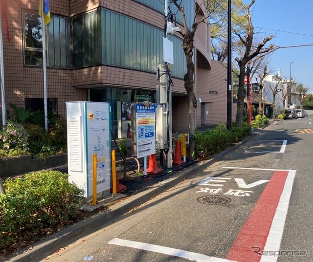 サービス開始済みの都内公道上 EV 用急速充電ステーション:代官山