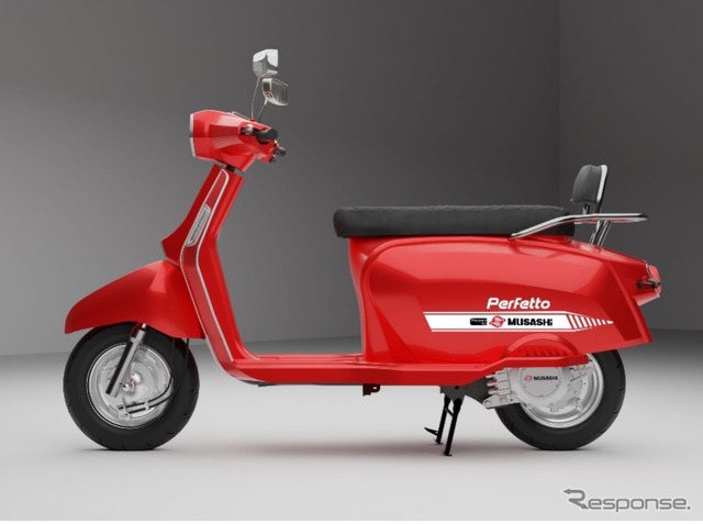 ムサシ製EV駆動ユニットを搭載する2輪EV『Perfetto』
