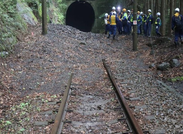 大井川鐵道・川根温泉笹間渡～地名間での調査状況。