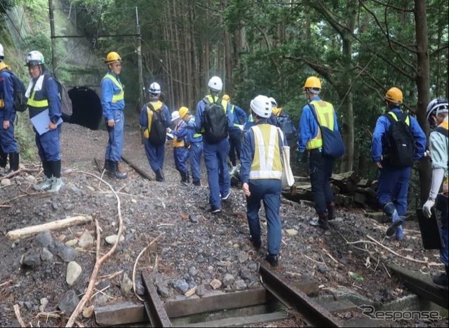 大井川鐵道・川根温泉笹間渡～地名間での調査状況。