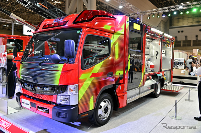 EV消防ポンプ自動車、モリタ・メビウス（東京国際消防防災展2023）