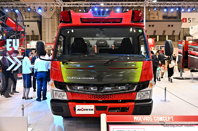 EV消防ポンプ自動車、モリタ・メビウス(東京国際消防防災展2023)