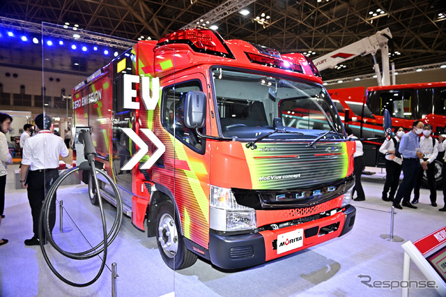 EV消防ポンプ自動車、モリタ・メビウス(東京国際消防防災展2023)