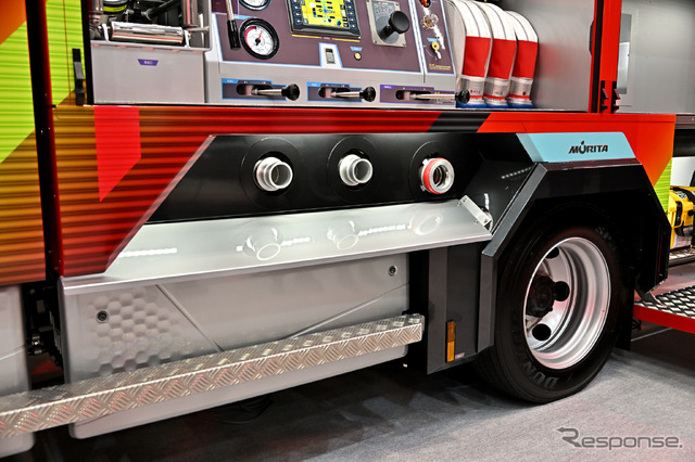 EV消防ポンプ自動車、モリタ・メビウス(東京国際消防防災展2023)