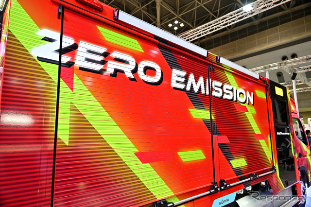 EV消防ポンプ自動車、モリタ・メビウス(東京国際消防防災展2023)