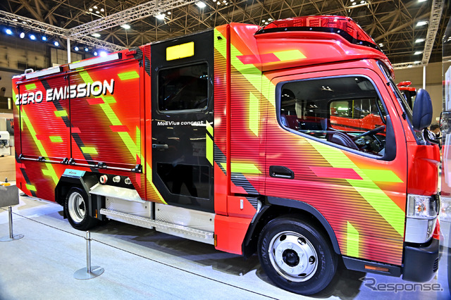 EV消防ポンプ自動車、モリタ・メビウス(東京国際消防防災展2023)