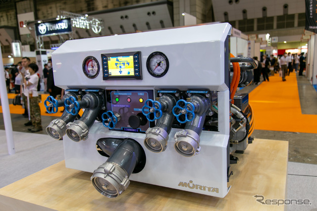 EV消防ポンプ自動車のモリタ『メビウス』登場、ポンプ系を新開発…東京国際消防防災展2023