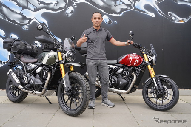 生産はトライアンフとパートナーシップを結ぶインドのバジャージが担当。スピード400とスクランブラー400Xの質感はとても高い。