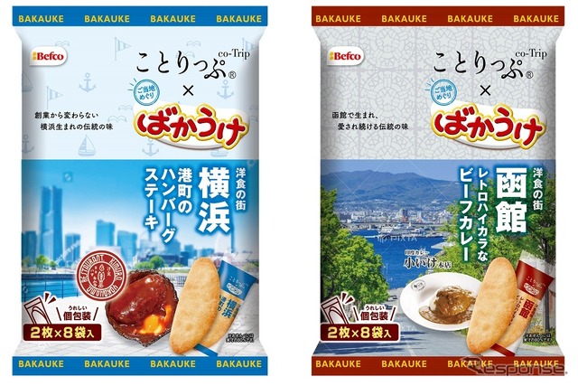 「ことりっぷばかうけ（ハンバーグステーキ）」（左）と「ことりっぷばかうけ（ビーフカレー）」（右）