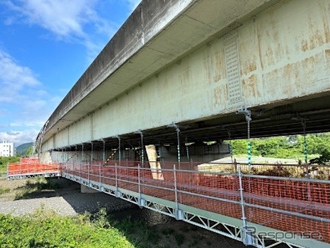 8月25日開催「松山自動車道 重信川橋他5橋耐震補強工事」現場の様子